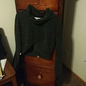 Grey cowled crop sweater